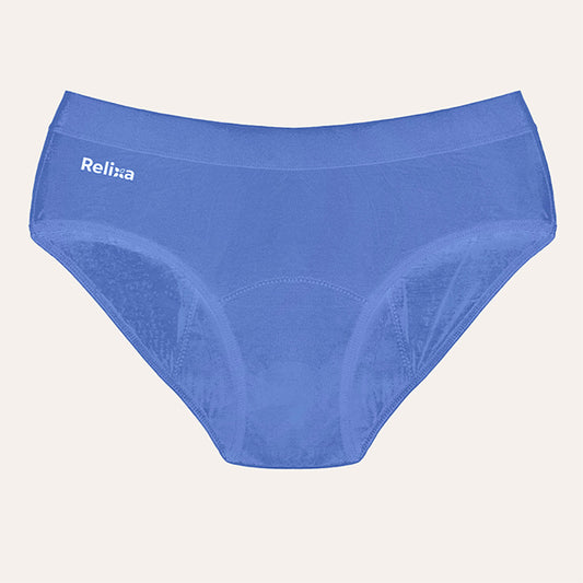 Relixa HIPSTERS menštruačné nohavičky – silná absorpcia, nízky pás – modré, veľkosť XS