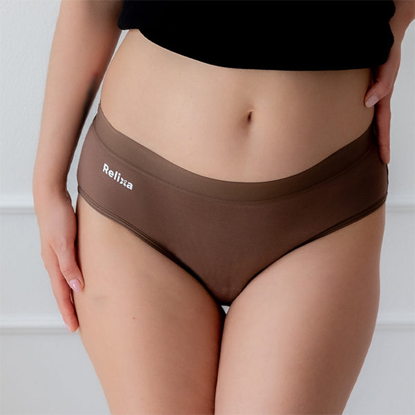 Relixa HIPSTERS menštruačné nohavičky – silná absorpcia, nízky pás – hnedé – foto 3