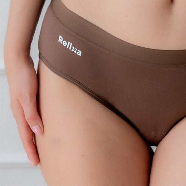 Relixa HIPSTERS menštruačné nohavičky – silná absorpcia, nízky pás – hnedé – foto 4