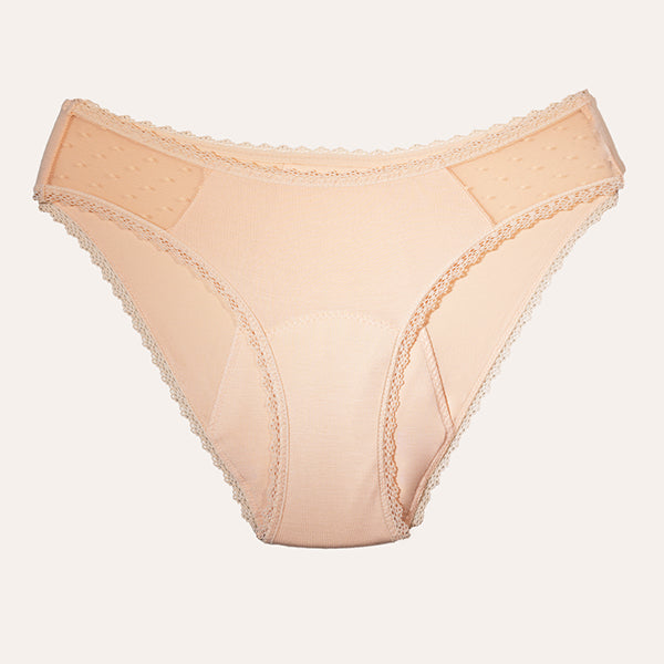 Relixa SLIPS menštruačné nohavičky s čipkou – stredná absorpcia – béžové, veľkosť 3XL